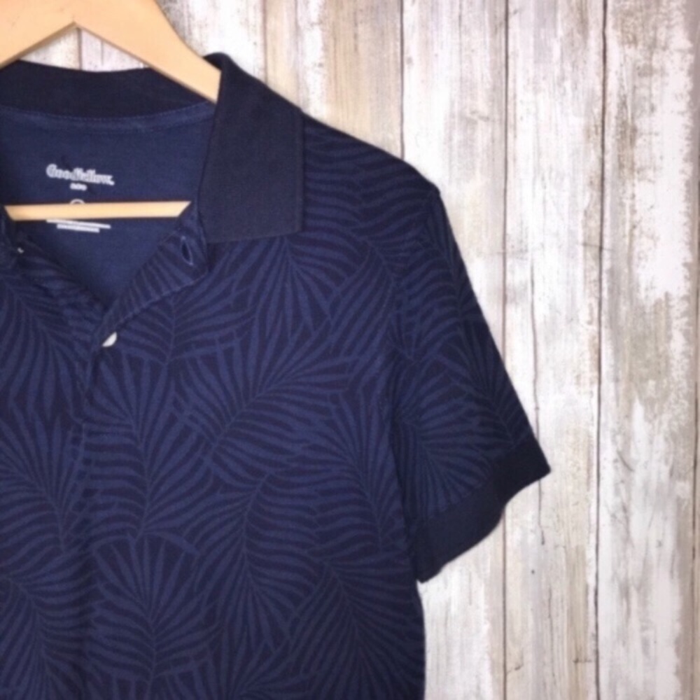 Goodfellow Dark Blue Palm Polo - Picture 3 of 4